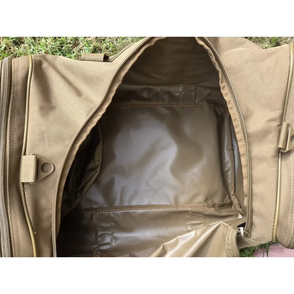 Flying Circle Tactical Square Duffel Backpack Goliad Brown External Pockets